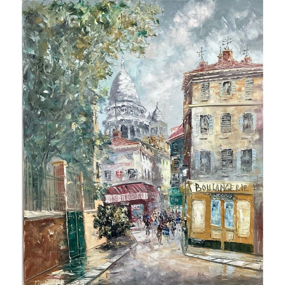 Oil on Canvas ORIGINAL Montmartre Paris Contemporary Art France - 18" x 21.5"